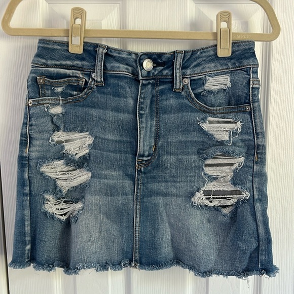 High waisted stretchy jean skirt - Picture 1 of 3